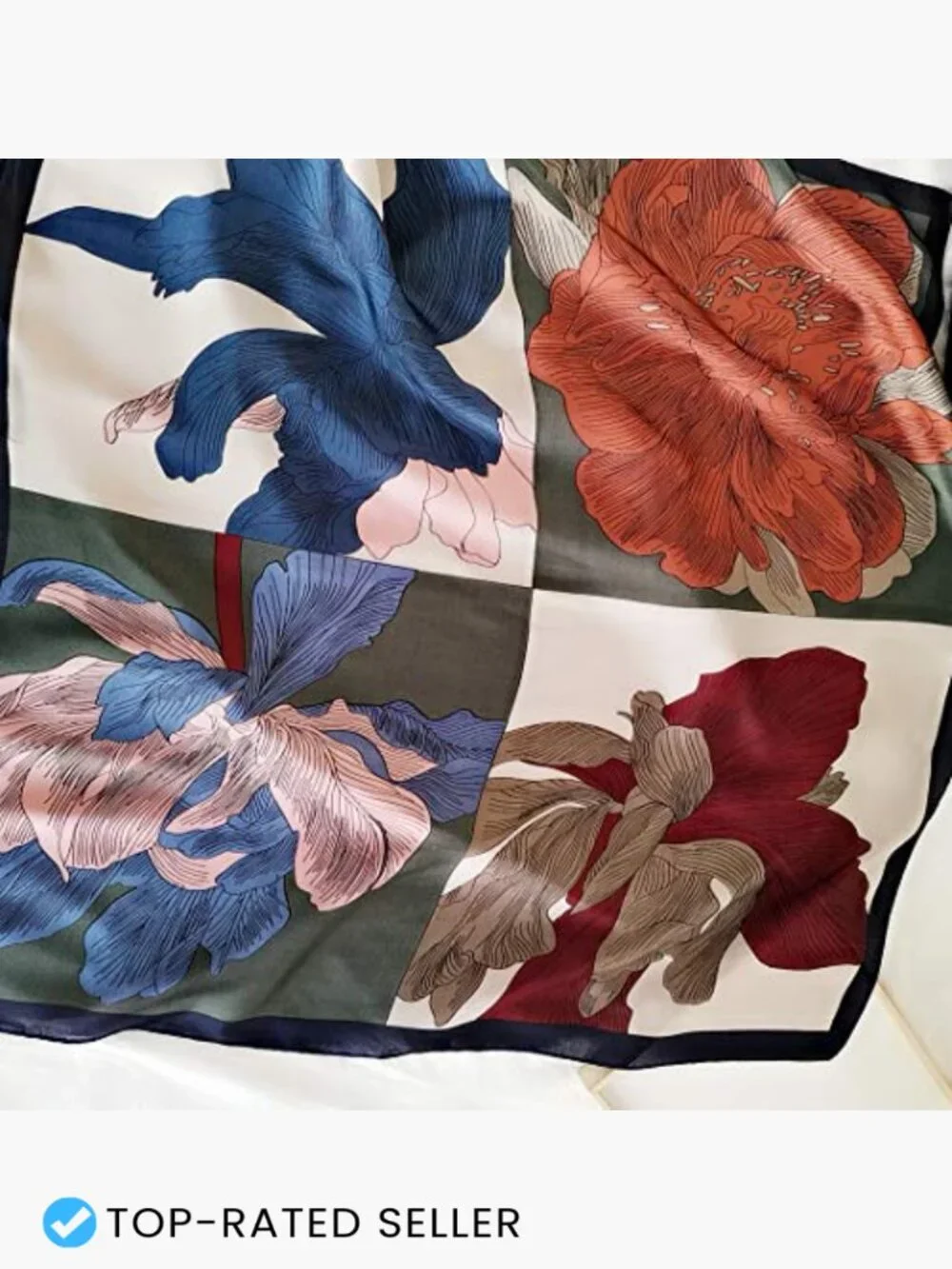 Silk Feeling Square Scarf Medium Satin Head Scarf 27.5 x 27.5 inches Fashion